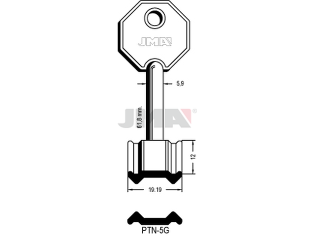 PTN-5G Kasa ključ (Silca 5PT11 / Errebi 1PN12) 13622