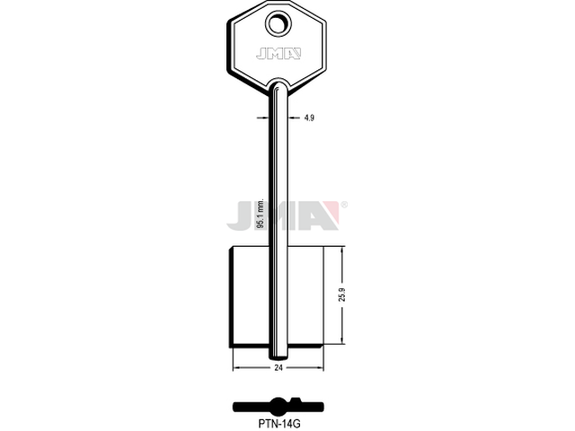 PTN-14G Kasa ključ (Silca 5PT1 / Errebi 2PN8) 13617