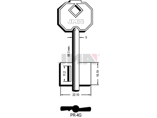 PR-4G Kasa ključ (Silca 5PF3 / Errebi 1PR4) 13607