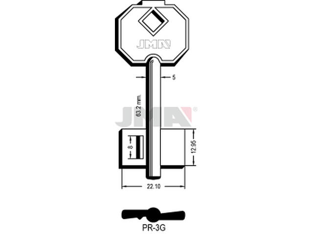 PR-3G Kasa ključ (Silca 5PF1 / Errebi 1PR3) 13606