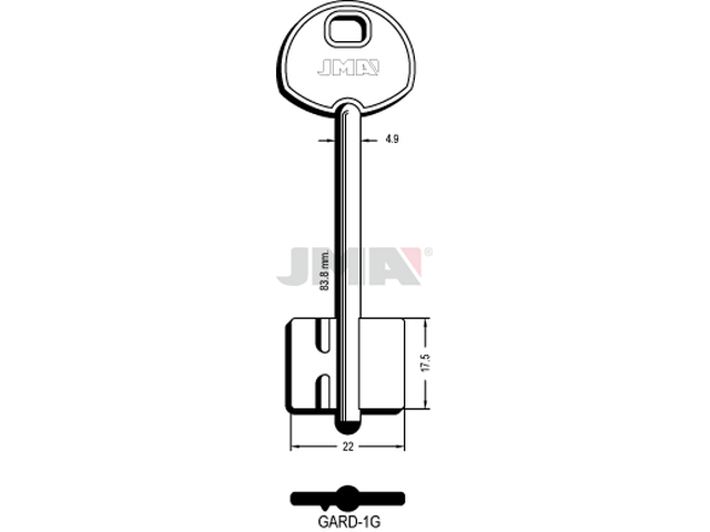 GARD-1G Kasa ključ (Silca 5GUN3 / Errebi 2GARD1) 14884