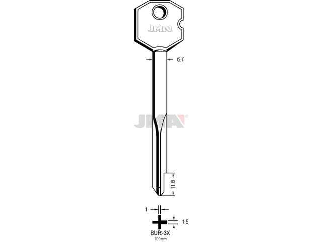 BUR-3X Krstasti ključ (Silca XBW3 / Errebi FX100) 12661