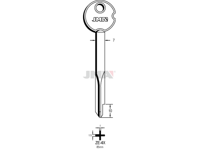 ZE-4X Krstasti ključ (Silca XZ2B / Errebi ZX85S) 14959