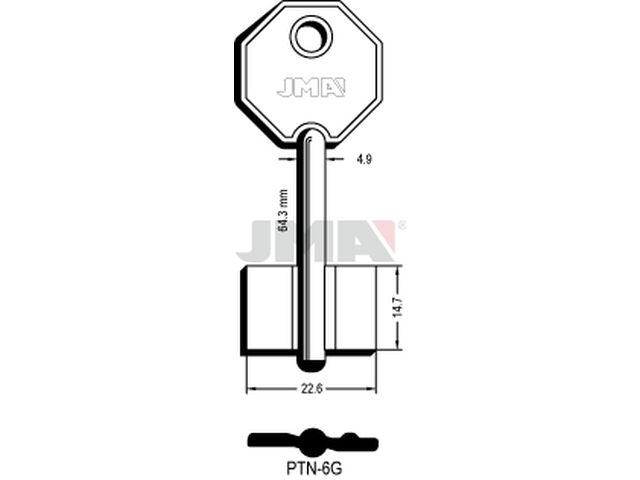 PTN-6G Kasa ključ (Silca 5PT3 / Errebi 1PN6) 13623
